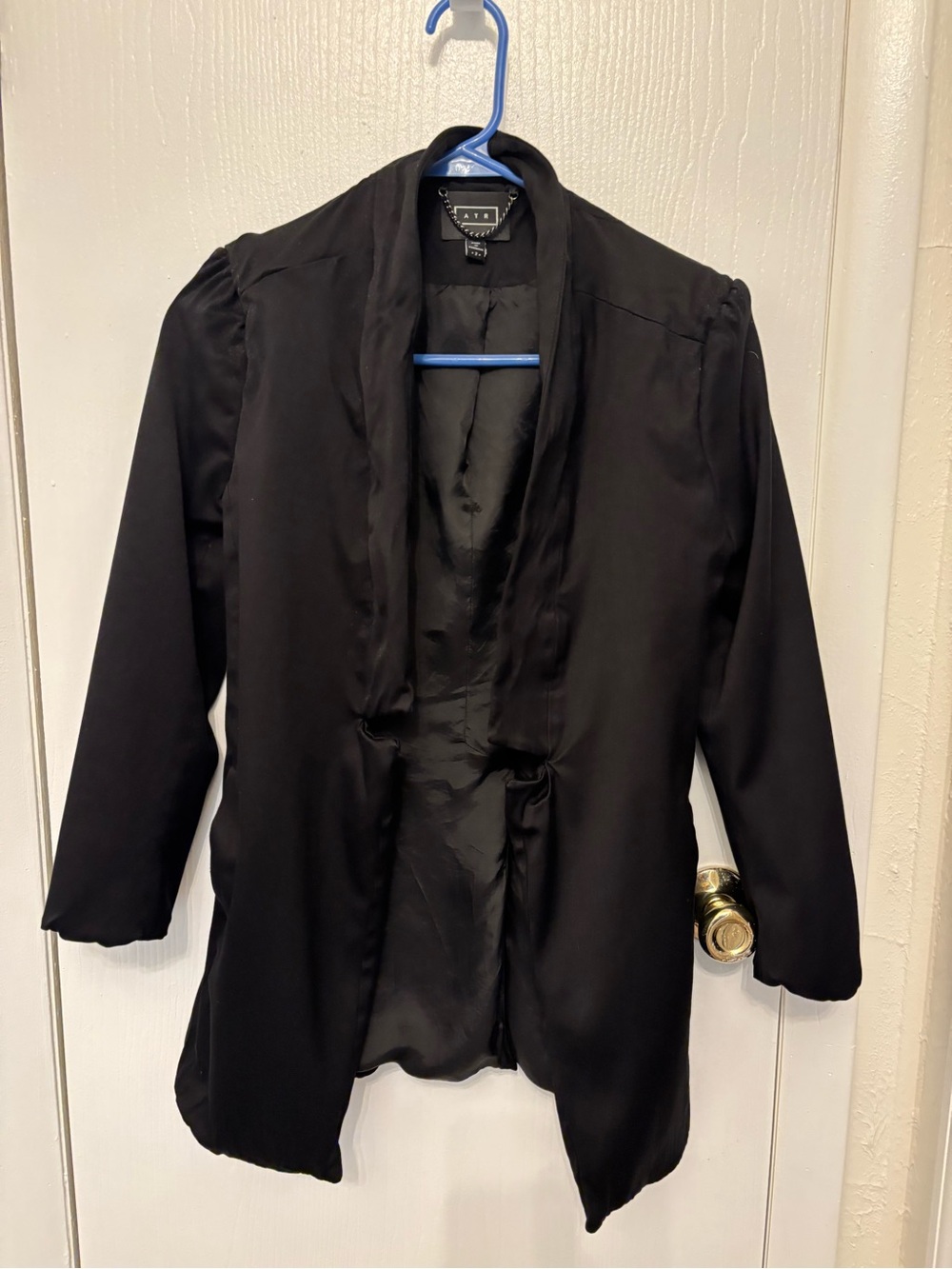 AYR Black Open-Front Satin-Trim Blazer